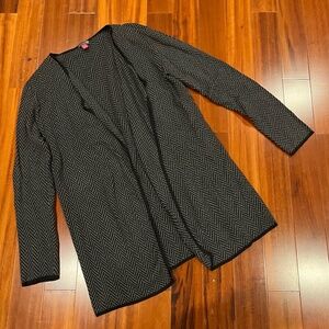 Vince Camuto Dark Gray Cardigan Sweater Chevron Long Sleeve Knit Size‎ Medium